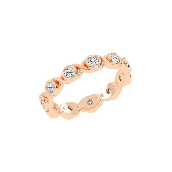 Birthstone Criss- Cross Round Cut Eternity Lab Diamond Ring
