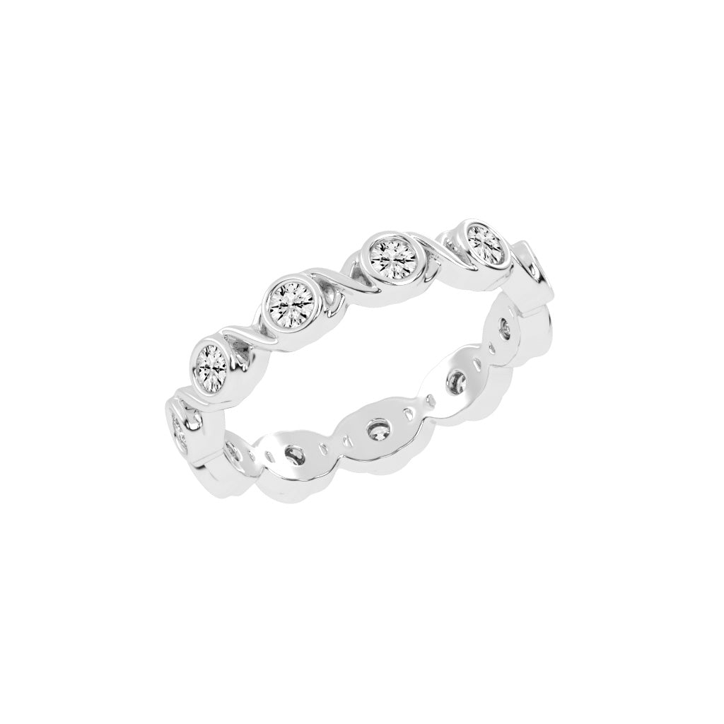 Birthstone Criss- Cross Round Cut Eternity Lab Diamond Ring