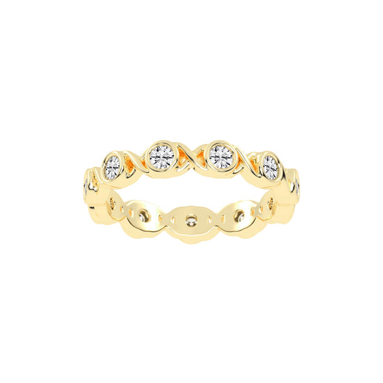 Birthstone Criss- Cross Round Cut Eternity Lab Diamond Ring
