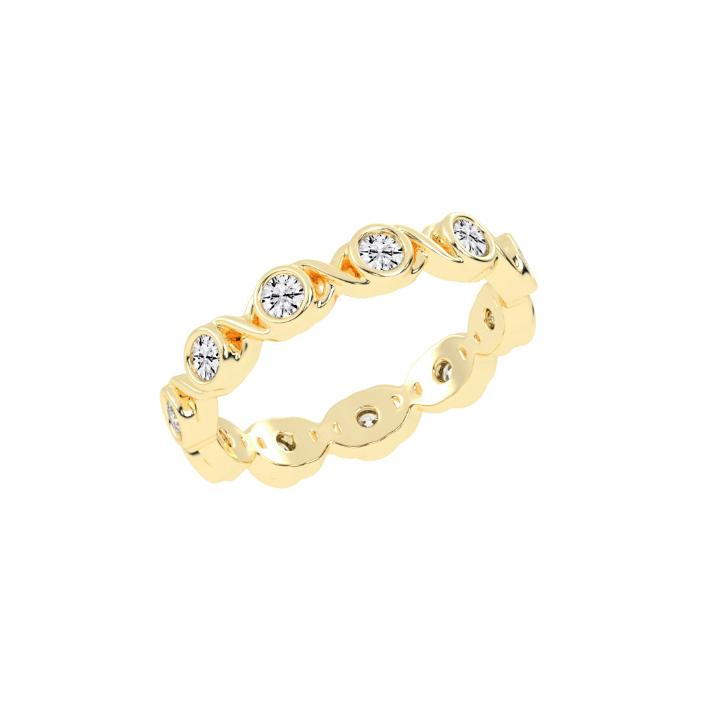 Birthstone Criss- Cross Round Cut Eternity Lab Diamond Ring