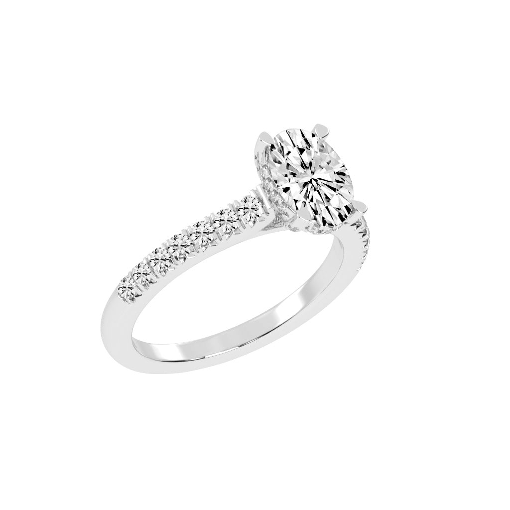 Valrivia Standard Oval Cut Side Stone Lab Diamond Ring