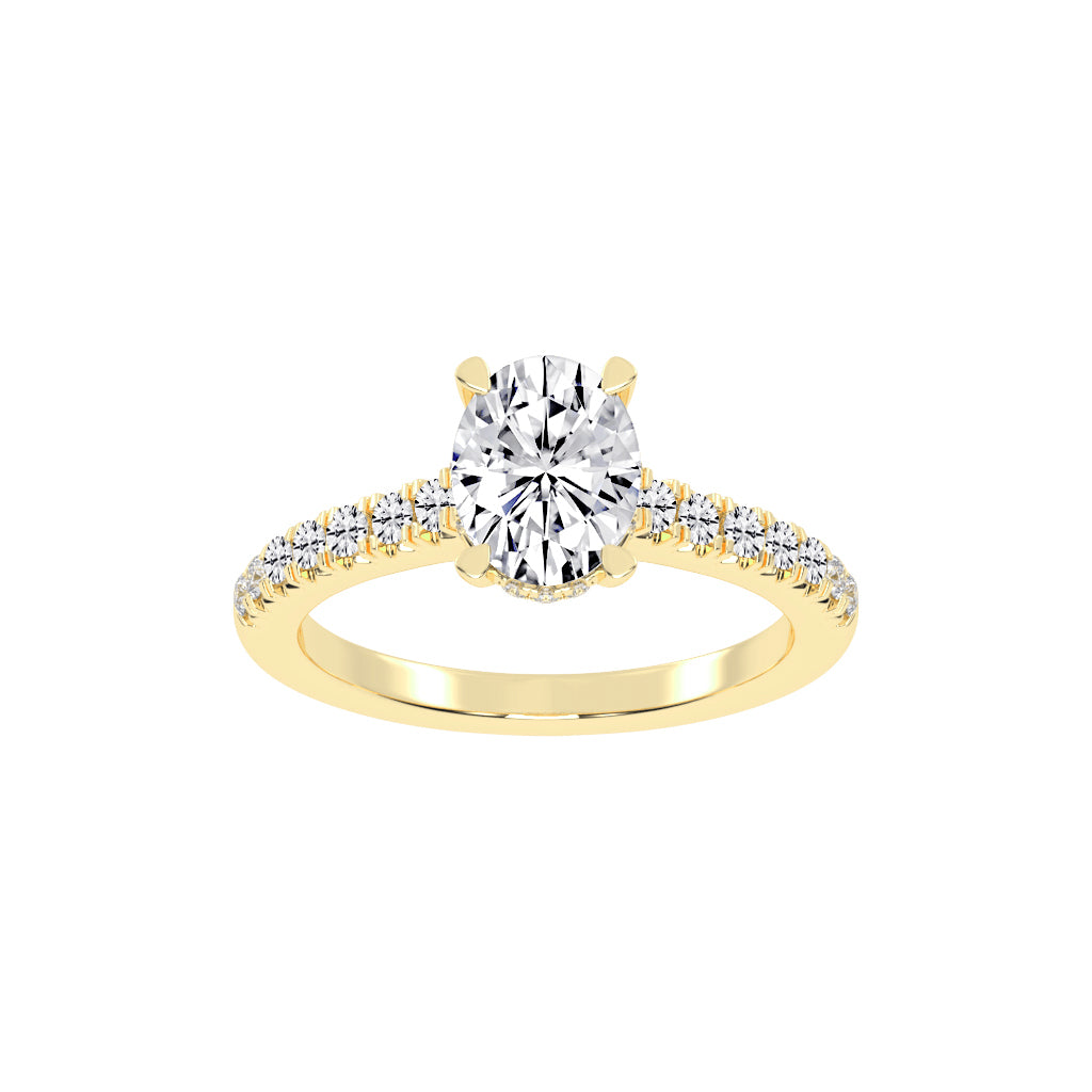 Valrivia Standard Oval Cut Side Stone Lab Diamond Ring