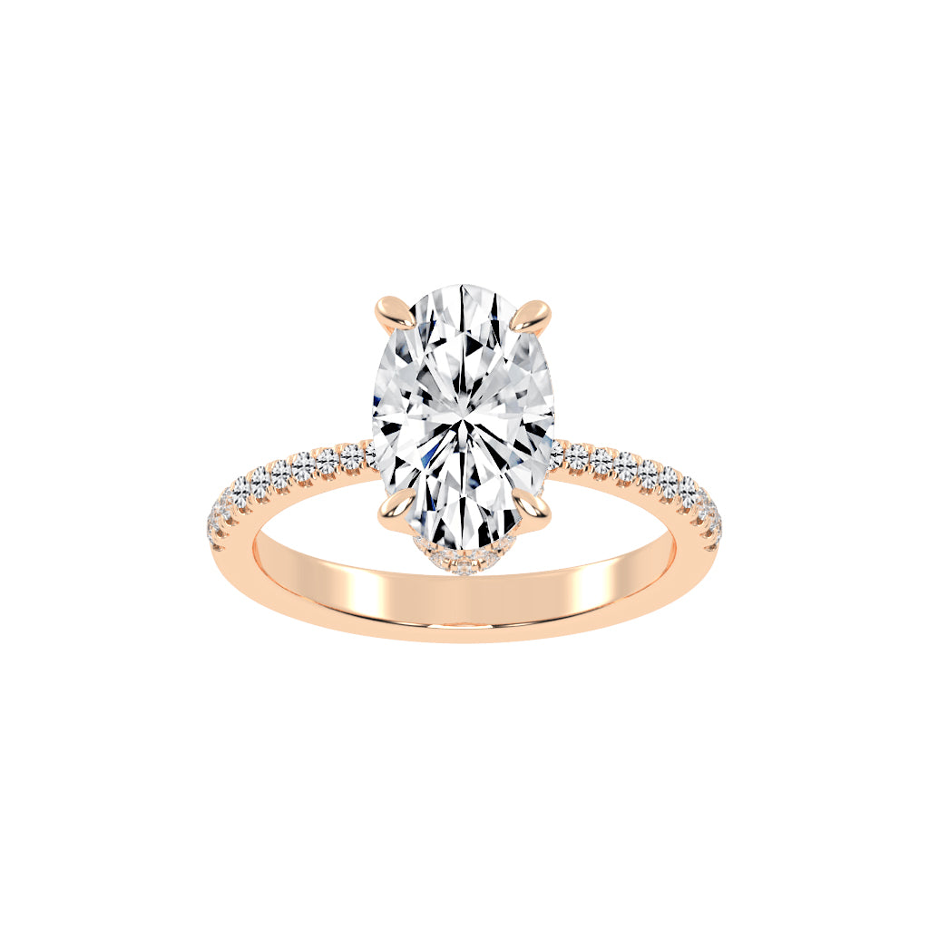 Exquisida Oval Cut Side Stone Lab Diamond Ring