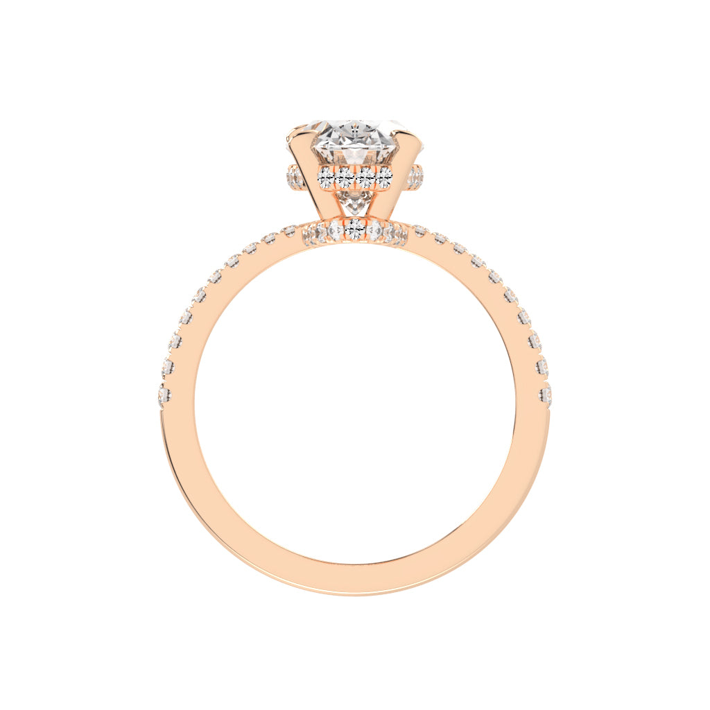 Exquisida Oval Cut Side Stone Lab Diamond Ring