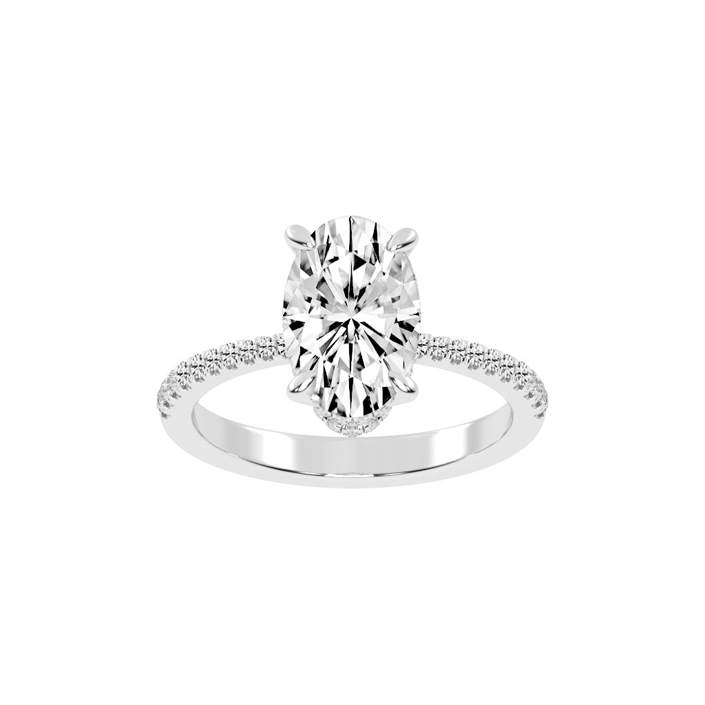 Exquisida Oval Cut Side Stone Lab Diamond Ring
