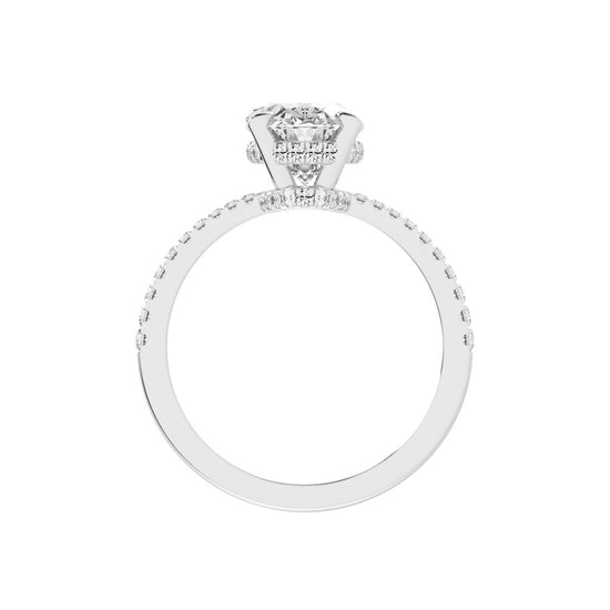 Exquisida Oval Cut Side Stone Lab Diamond Ring
