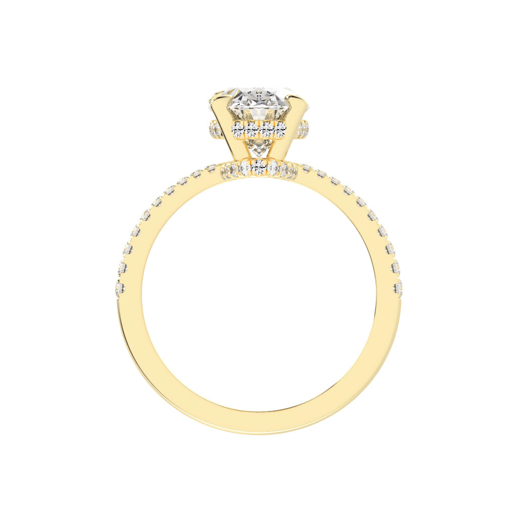 Exquisida Oval Cut Side Stone Lab Diamond Ring