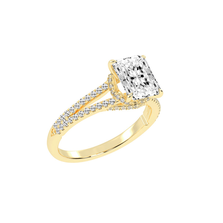 Gemerra Split Shank Radiant Cut Classic Lab Diamond Ring