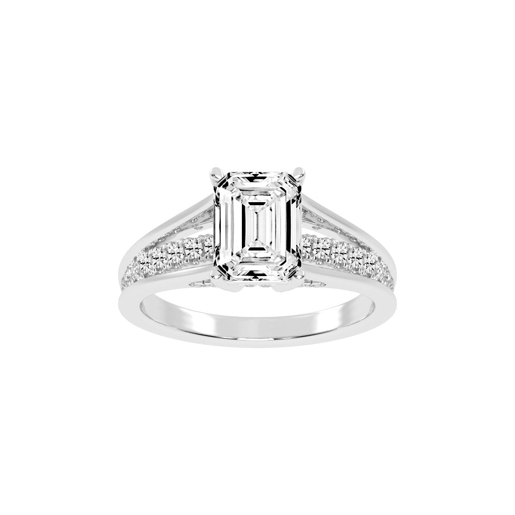Lumireve Split Shank Emerald Cut Classic Lab Diamond Ring