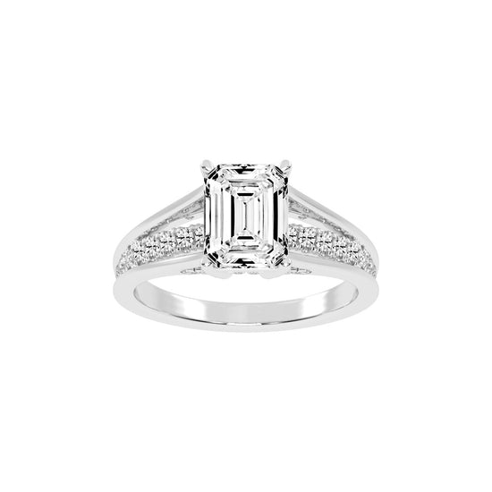 Lumireve Split Shank Emerald Cut Classic Lab Diamond Ring