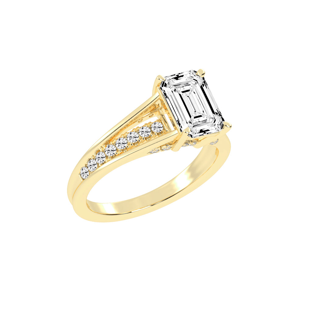 Lumireve Split Shank Emerald Cut Classic Lab Diamond Ring