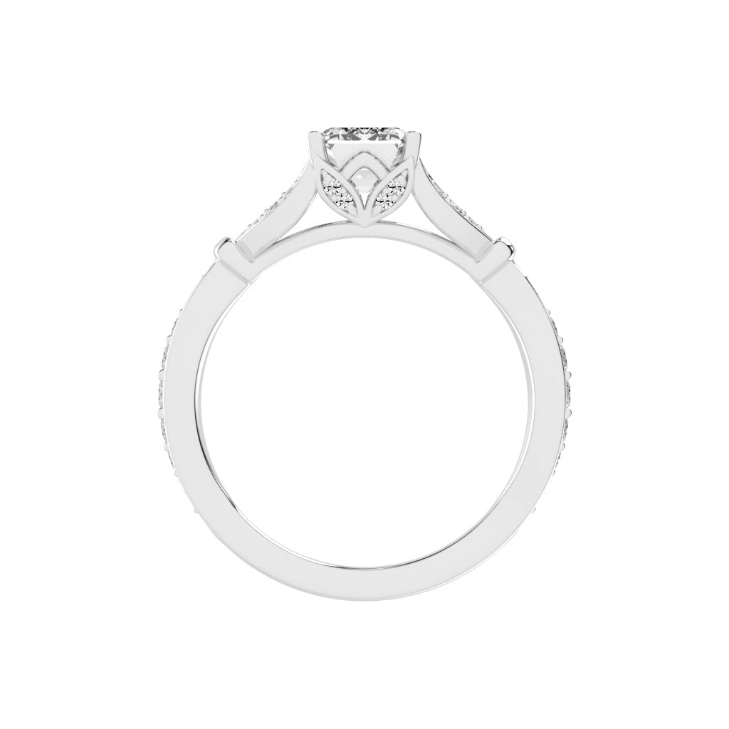 Crystenva Criss-Cross Emerald Cut Side Stone Lab Diamond Ring