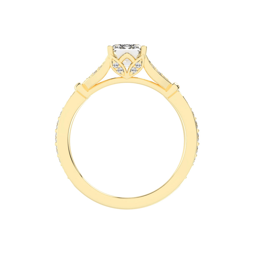 Crystenva Criss-Cross Emerald Cut Side Stone Lab Diamond Ring
