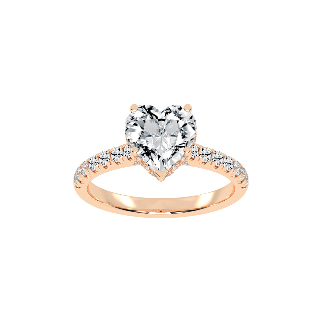Solandra Heart Shape Side Stone Lab Diamond Ring