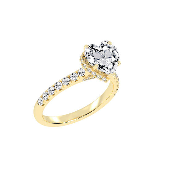 Solandra Heart Shape Side Stone Lab Diamond Ring