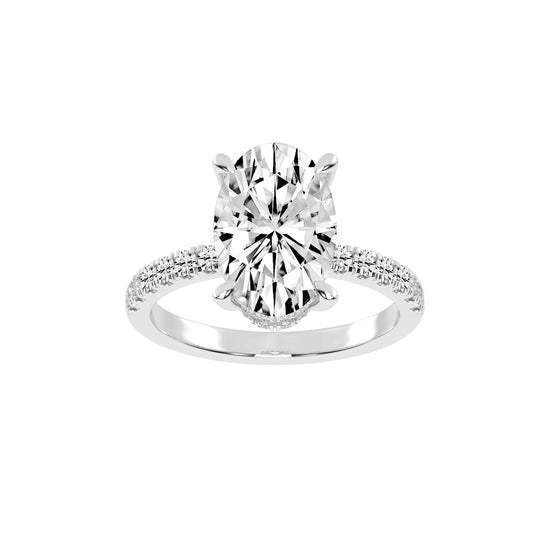 Diamestra Oval Cut Side Stone Lab Diamond Ring