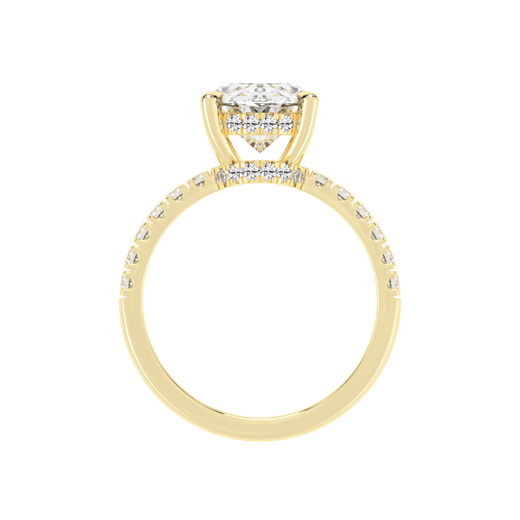 Diamestra Oval Cut Side Stone Lab Diamond Ring
