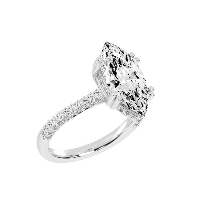 Solvierra Marquise Cut Side Stone Lab Diamond Ring