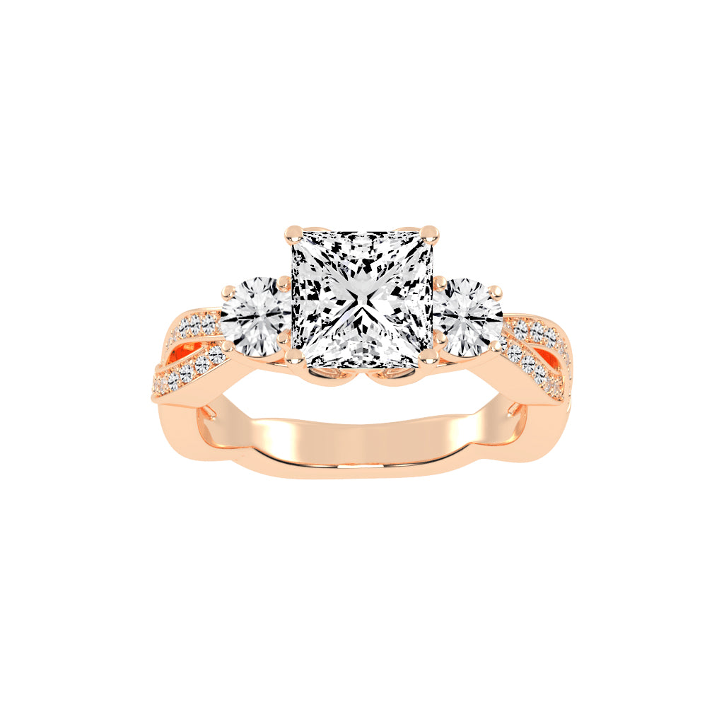 Sideastra Infinity Princess Cut Side Stone Lab Diamond Ring