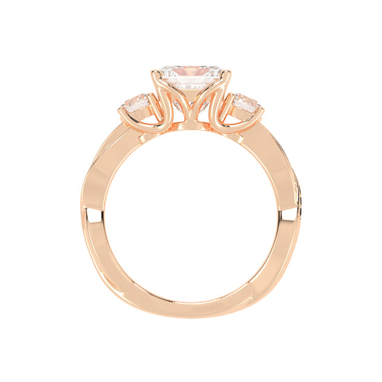 Sideastra Infinity Princess Cut Side Stone Lab Diamond Ring