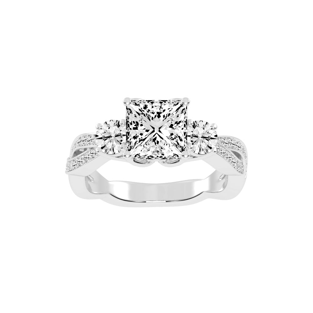 Sideastra Infinity Princess Cut Side Stone Lab Diamond Ring