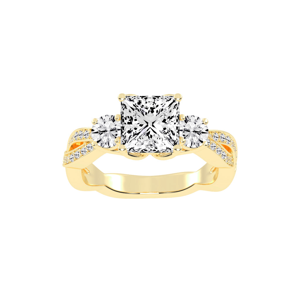 Sideastra Infinity Princess Cut Side Stone Lab Diamond Ring