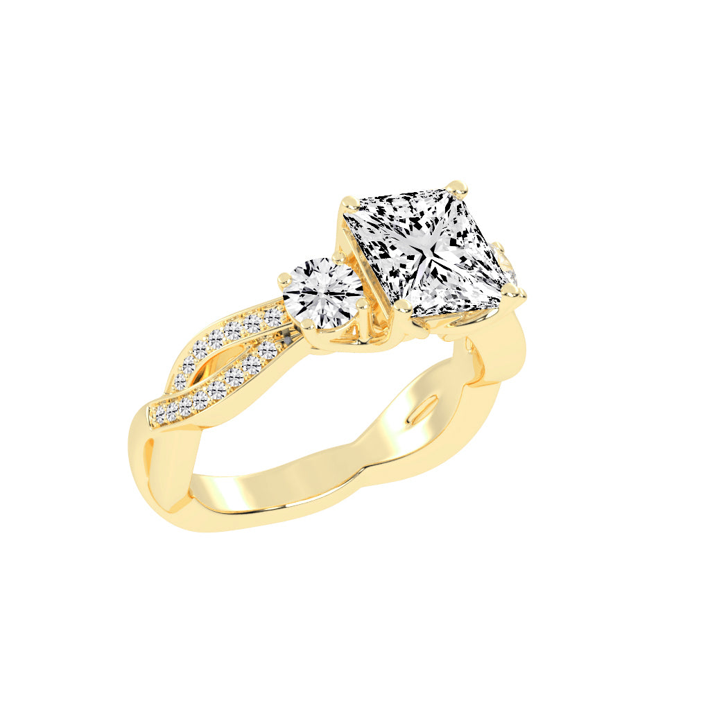 Sideastra Infinity Princess Cut Side Stone Lab Diamond Ring