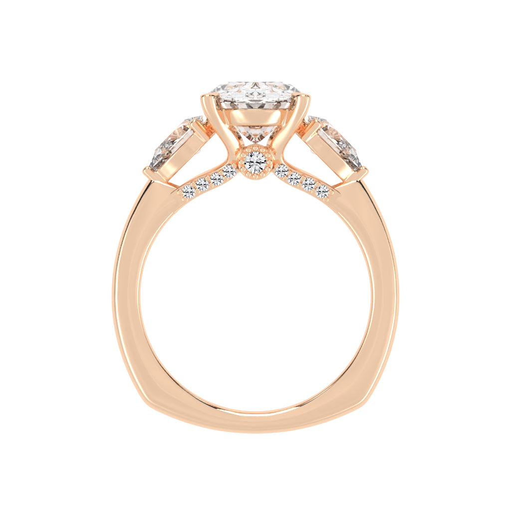 Trevelia Oval Cut Three Stone Lab Diamond Ring