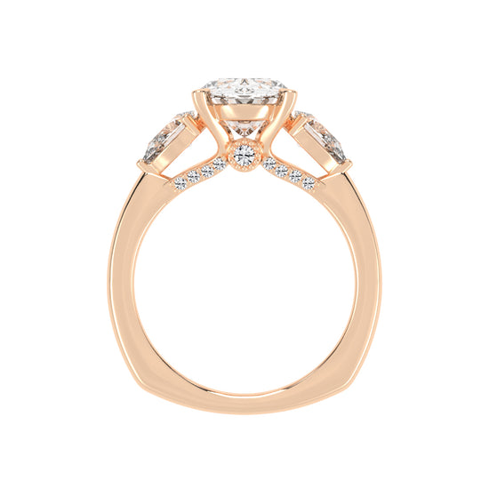 Trevelia Oval Cut Three Stone Lab Diamond Ring