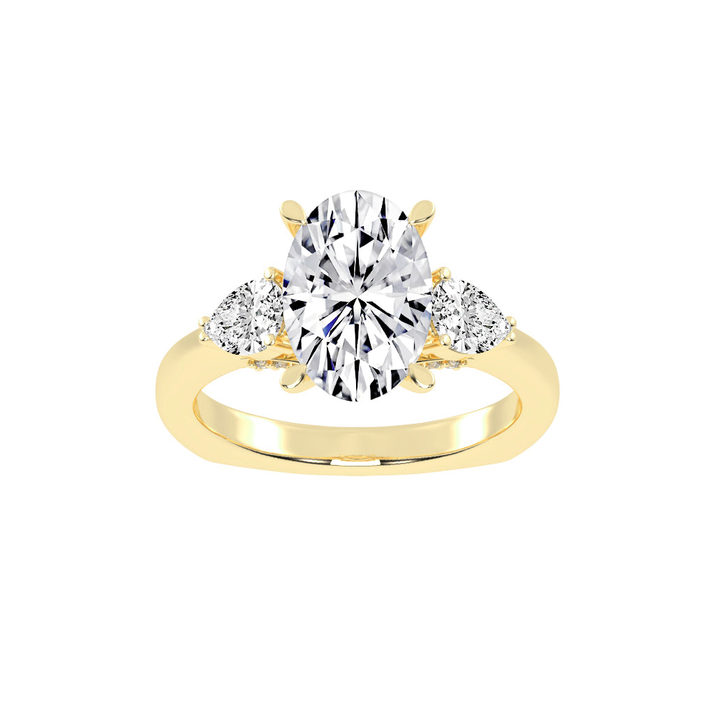 Trevelia Oval Cut Three Stone Lab Diamond Ring