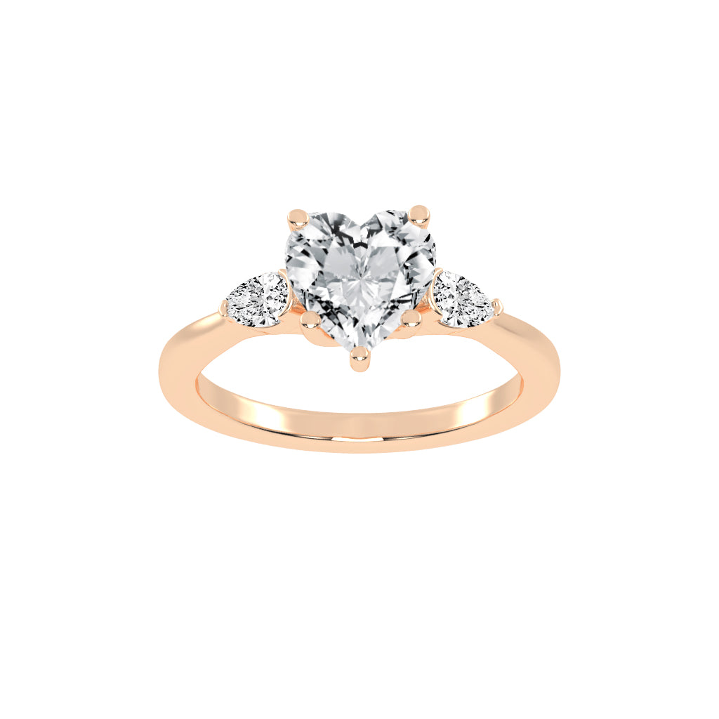 Trillara Heart Cut Three Stone Lab Diamond Ring