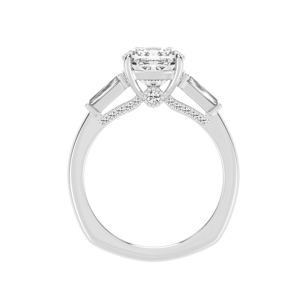 Diametrix Tapred Baguettes Cushion Cut Lab Diamond Ring