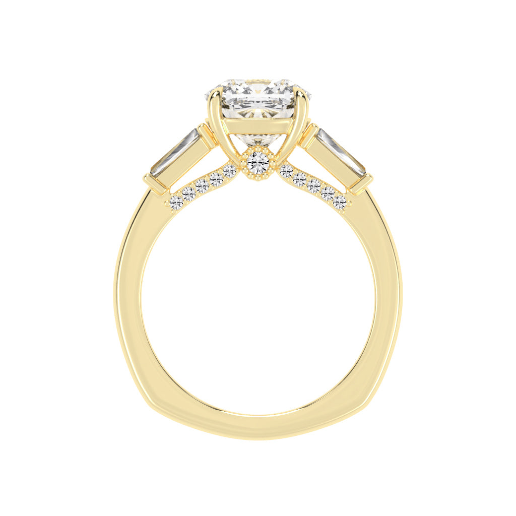 Diametrix Tapred Baguettes Cushion Cut Lab Diamond Ring