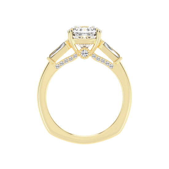 Diametrix Tapred Baguettes Cushion Cut Lab Diamond Ring