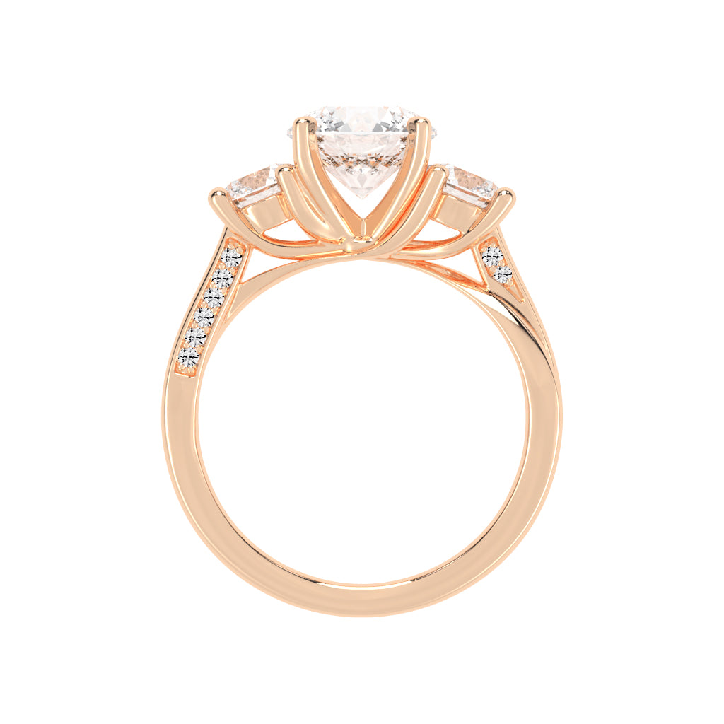 Triariel Round Cut Three Stone Lab Diamond Ring