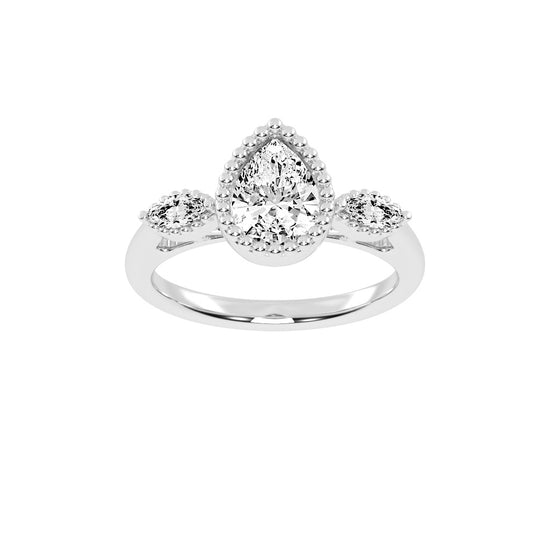 Halicara Pear Cut Halo Lab Diamond Ring