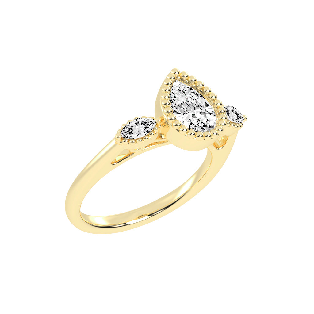 Halicara Pear Cut Halo Lab Diamond Ring