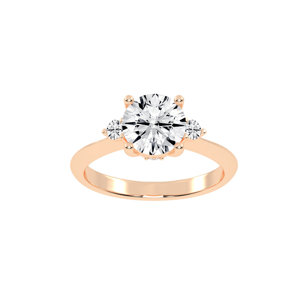 Solendria Two Head Round Cut Lab Diamond Ring