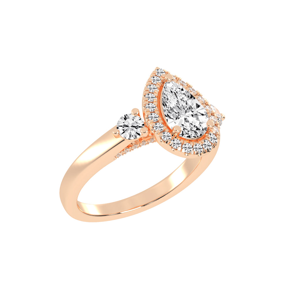 Halviera Pear Cut Halo Lab Diamond Ring