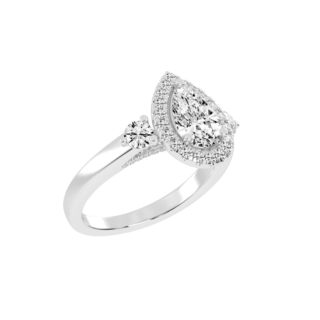 Halviera Pear Cut Halo Lab Diamond Ring
