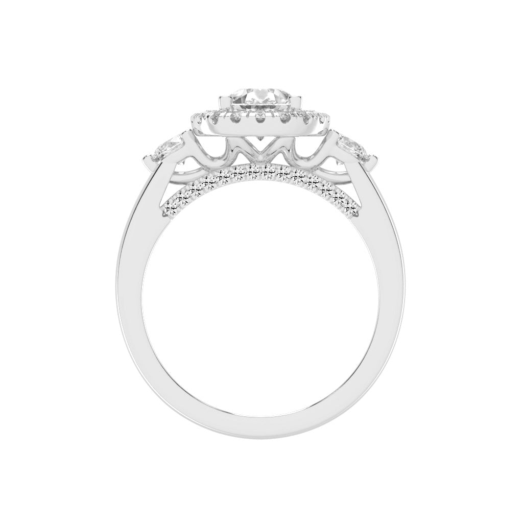 Halviera Pear Cut Halo Lab Diamond Ring