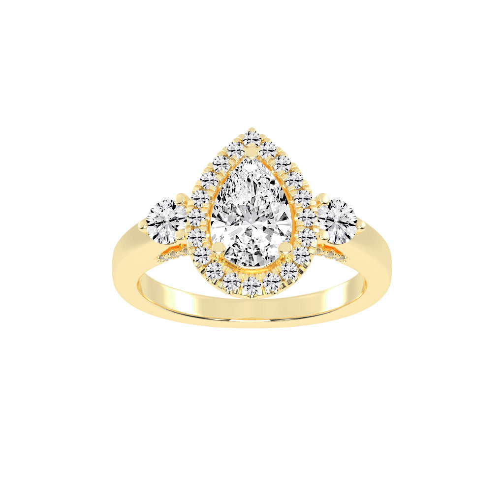 Halviera Pear Cut Halo Lab Diamond Ring