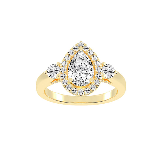 Halviera Pear Cut Halo Lab Diamond Ring