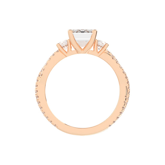 Solendine Emerald Cut Side Stone Lab Diamond Ring