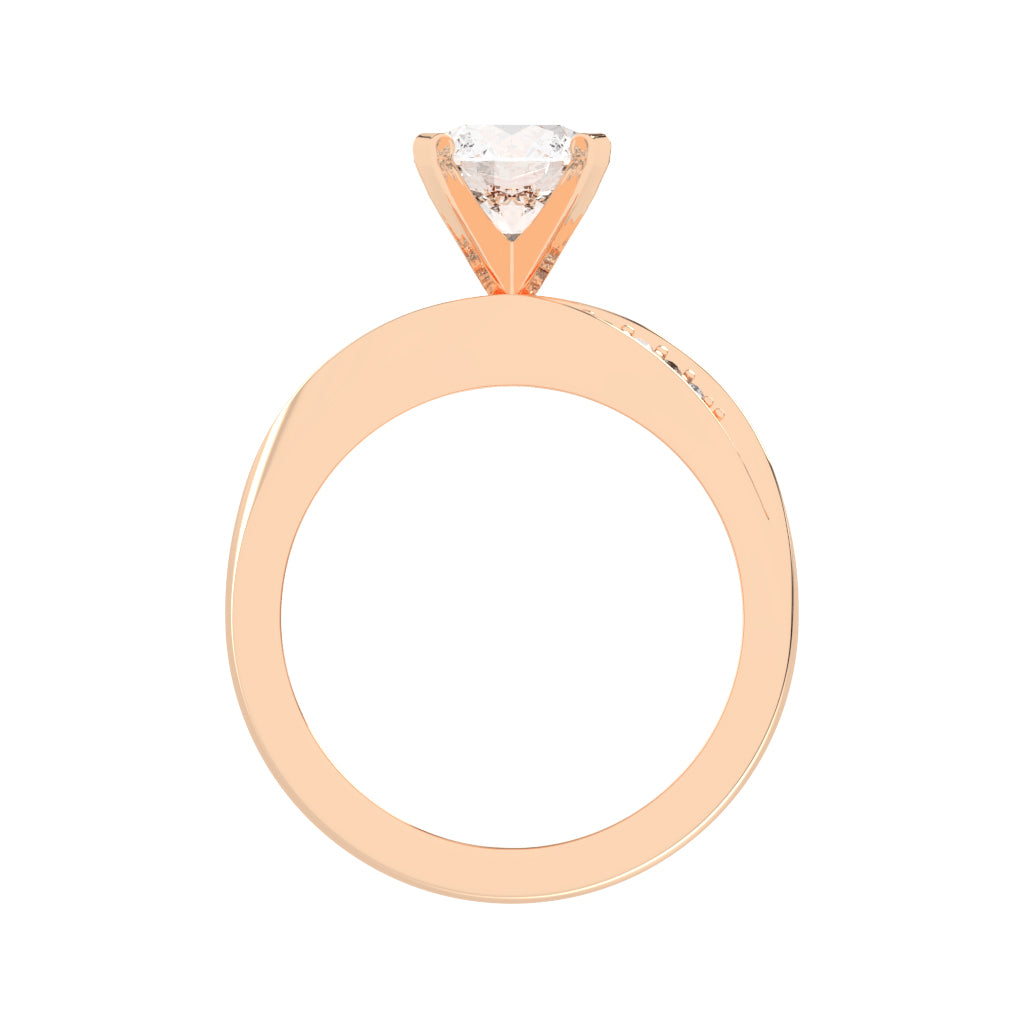 Siderluxe Twisted Round Cut Side Stone Lab Diamond Ring