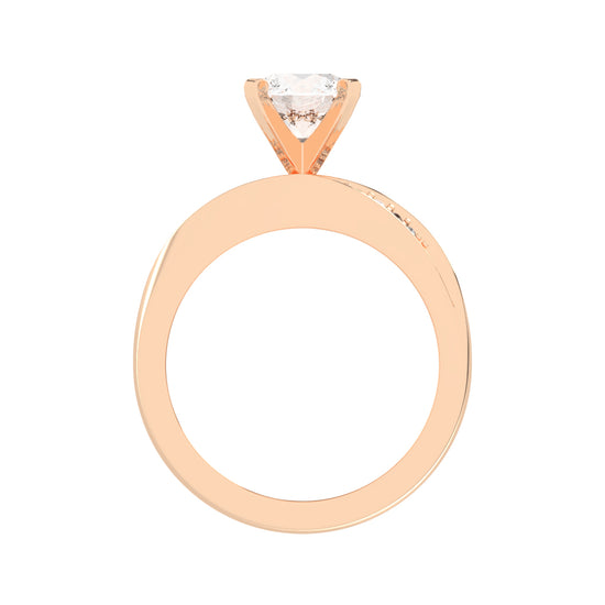 Siderluxe Twisted Round Cut Side Stone Lab Diamond Ring