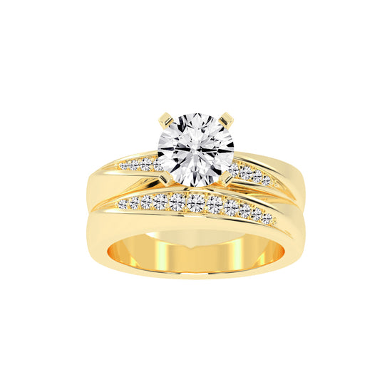 Siderluxe Twisted Round Cut Side Stone Lab Diamond Ring