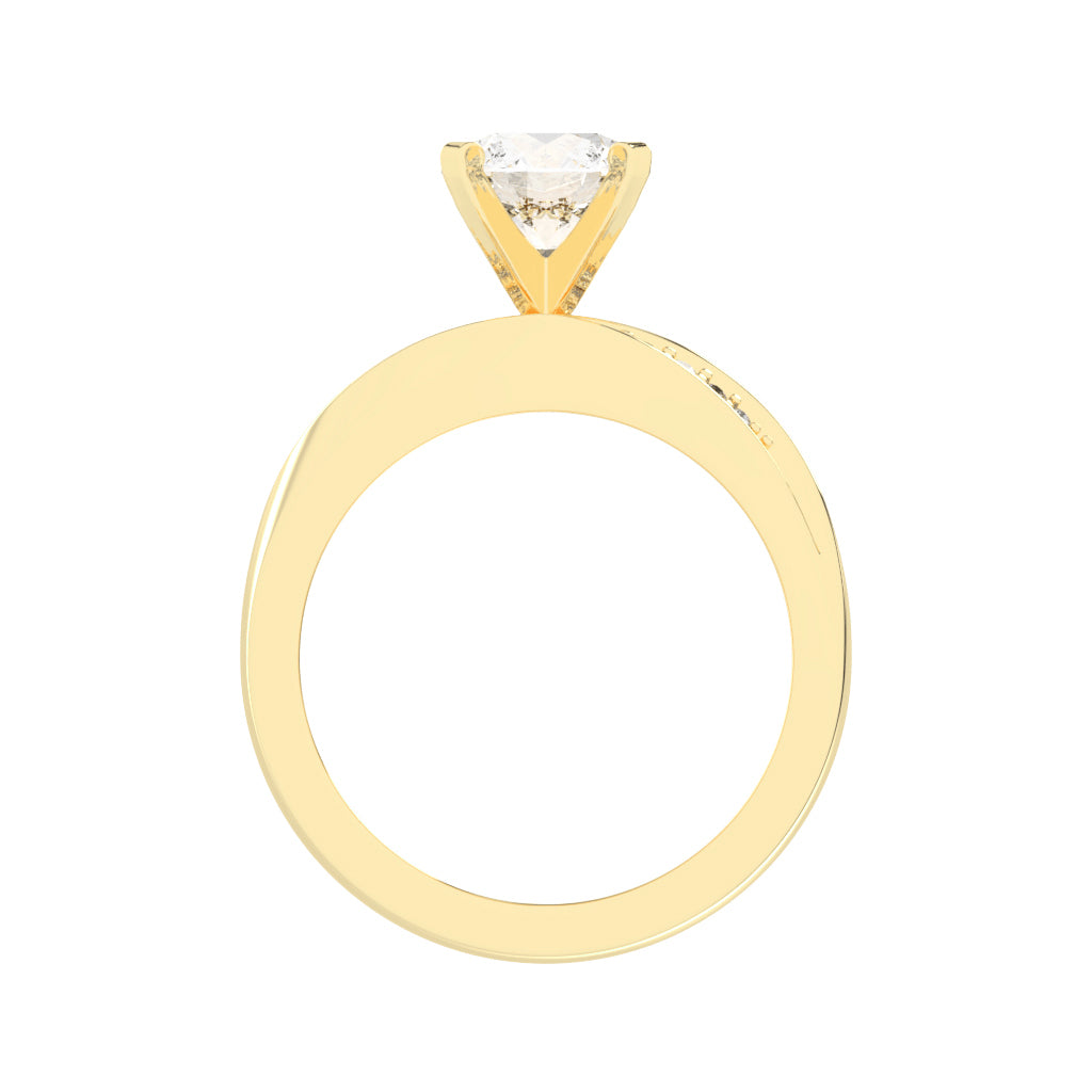 Siderluxe Twisted Round Cut Side Stone Lab Diamond Ring