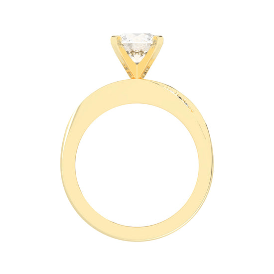 Siderluxe Twisted Round Cut Side Stone Lab Diamond Ring