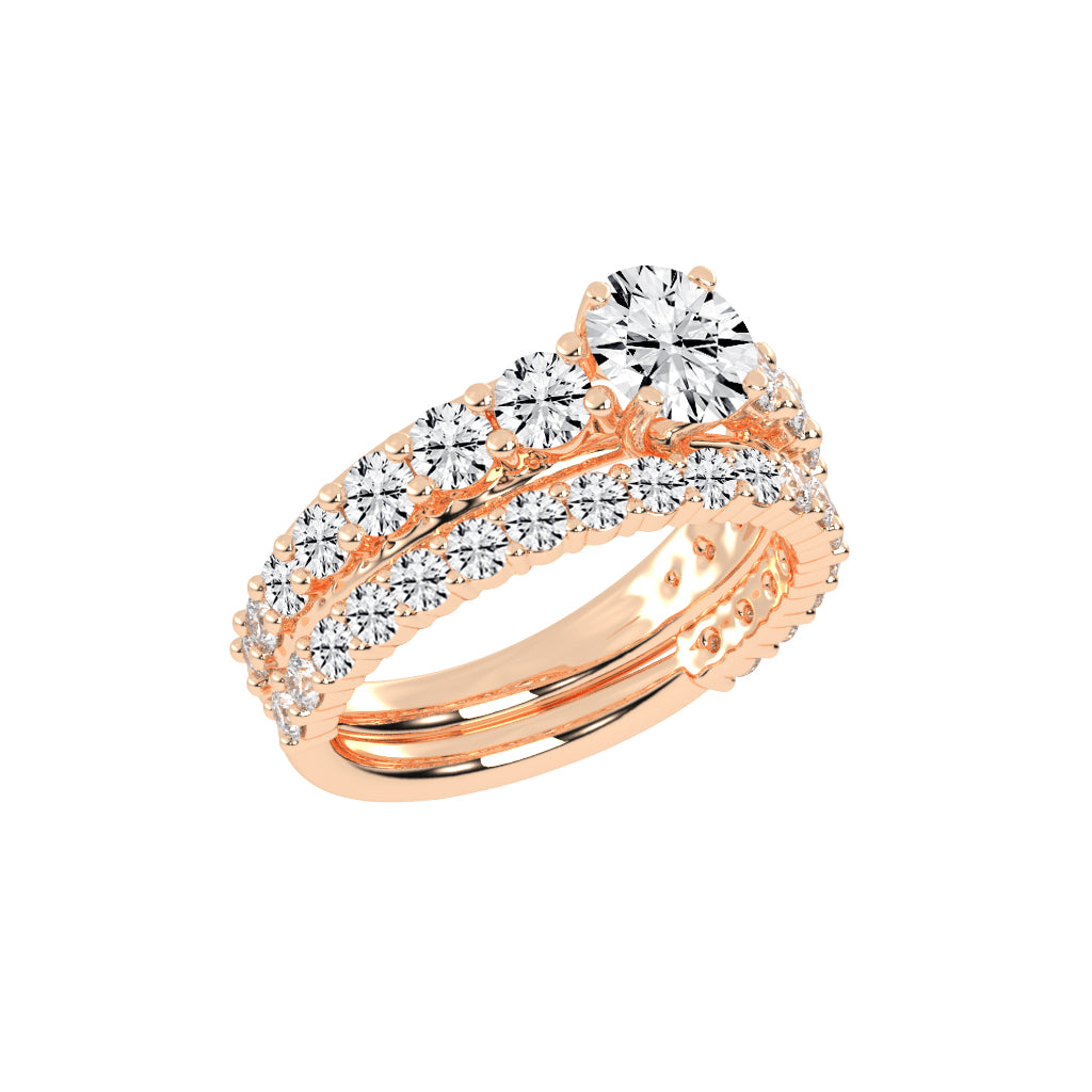 Aurestra Two Band Round Cut Classic Lab Diamond Ring